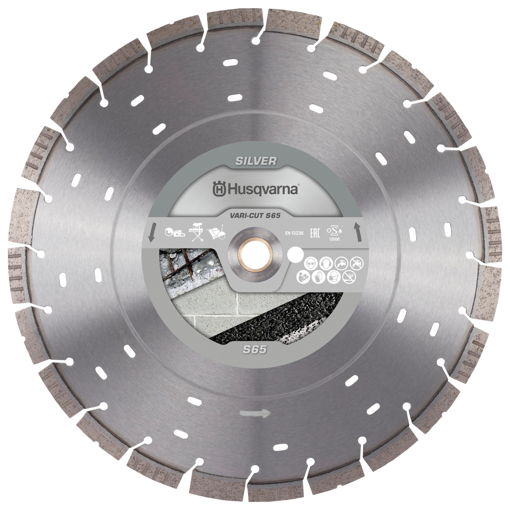 Husqvarna Diamond Blade - 16in. Diameter, Silver Series, Turbo and Plus Segments, Model# 534973230